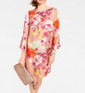 Druckkleid apricot-bunt