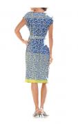 Druckkleid blau-weiß-gelb