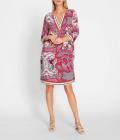 Druckkleid mit 3/4-langen Ärmeln ecru-rosé