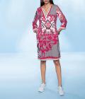 Druckkleid mit 3/4-langen Ärmeln ecru-rosé