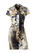 Druckkleid mit Gürtel taupe-bunt