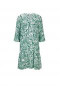 Druckkleid mit Volant-Ärmeln smaragd-weiß