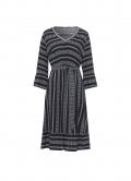 Druckkleid mit Volant schwarz-ecru