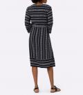Druckkleid mit Volant schwarz-ecru