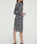 Druckkleid schwarz-offwhite