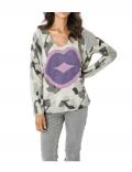 Druckpullover grau-bunt