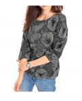 Druckpullover grau-schwarz