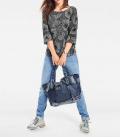 Druckpullover grau-schwarz