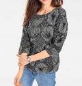 Druckpullover grau-schwarz