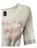 Druckpullover mit Spitze sand
