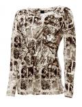 Druckpullover mit Strass taupe