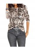Druckpullover mit Strass taupe