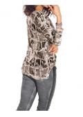 Druckpullover mit Strass taupe