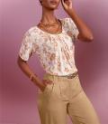 Druckshirt mit Falten champagner-rosenholz