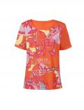 Druckshirt mit Glitzersteinchen orange-fuchsia