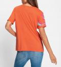 Druckshirt mit Glitzersteinchen orange-fuchsia