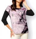 Druckshirt mit Nieten schwarz-mauve