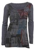 Druckshirt mit Strass grau-bunt