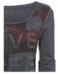 Druckshirt mit Strass grau-bunt