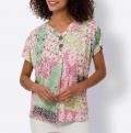 Druckshirt mit Zierknöpfen rosé-jade
