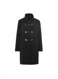 Dufflecoat mit Lederimitat-Details schwarz