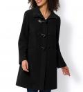 Dufflecoat mit Lederimitat-Details schwarz