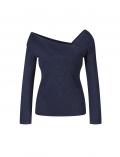 Effektgarn-Dekolleté-Pullover marine
