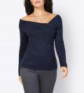 Effektgarn-Dekolleté-Pullover marine