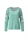 Feinstrick-Druckpullover kalkmint-salbei