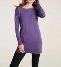 Feinstrick-Longpullover mit Nieten lila