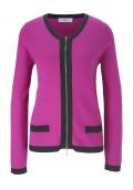 Feinstrickjacke mit Reißverschluss pink-schwarz