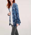 Feinstrickjacke mit Strass blau