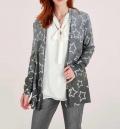 Feinstrickjacke mit Strass grau