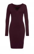 Feinstrickkleid mit Spitze weinrot