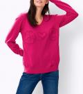Feinstrickpullover mit Muster in 3D-Optik pink
