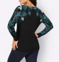 Feinstrickpullover mit platziertem Druck schwarz-petrol
