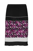 Feinstrickrock mit Strass schwarz-lila-bunt