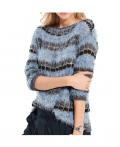 Flausch-Pullover blau-grau