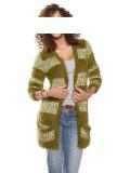 Flausch-Strickjacke oliv