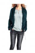 Flauschstrickjacke petrol-geflammt