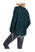 Flauschstrickjacke petrol-geflammt