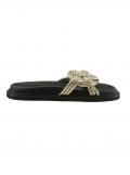 Flechtoptik-Pantolette im Metallic-Look schwarz-goldfarben