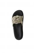 Flechtoptik-Pantolette im Metallic-Look schwarz-goldfarben
