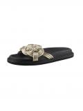 Flechtoptik-Pantolette im Metallic-Look schwarz-goldfarben