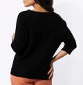 Fledermausärmel-Pullover mit Zierperlen schwarz