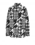 Fleece-Blusenjacke schwarz-weiß