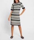 Freizeitkleid in Strick-Optik schwarz-champagner