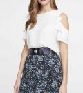 Georgette-Bluse mit Volants offwhite