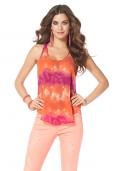 Georgette-Blusentop pink-orange