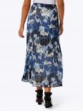 Georgette-Plisseerock royalblau-schwarz-bedruckt
